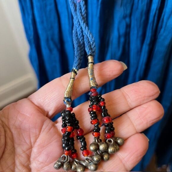 Made In India Women's Cotton Boho Skirt Gorgeous Detail Blue Size M/L - Picture 2 of 11